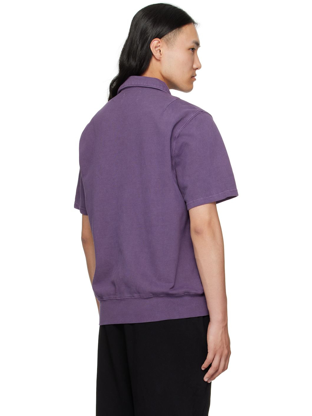 Purple Piqué S/S Banded Tennis Polo - 3