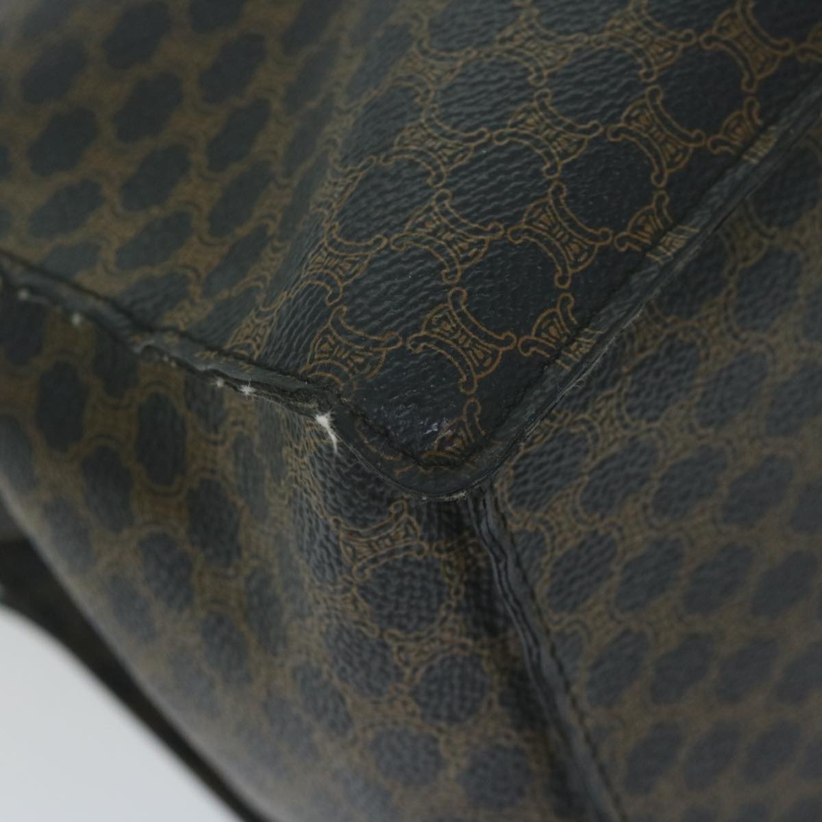 CELINE Macadam Canvas Hand Bag Pvc Brown Black - 9