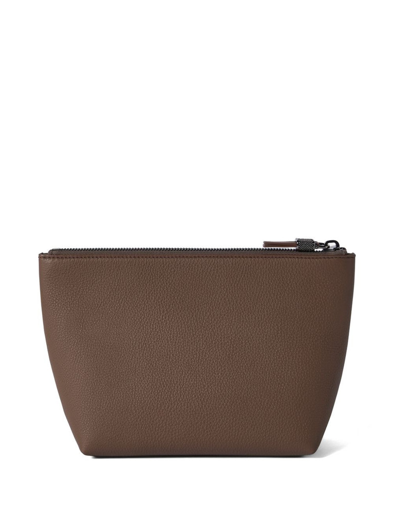 grained calfskin pouch with shiny zipper pull 3