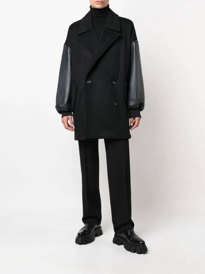 Alexander McQueen leather-trim double-breasted jacket outlook