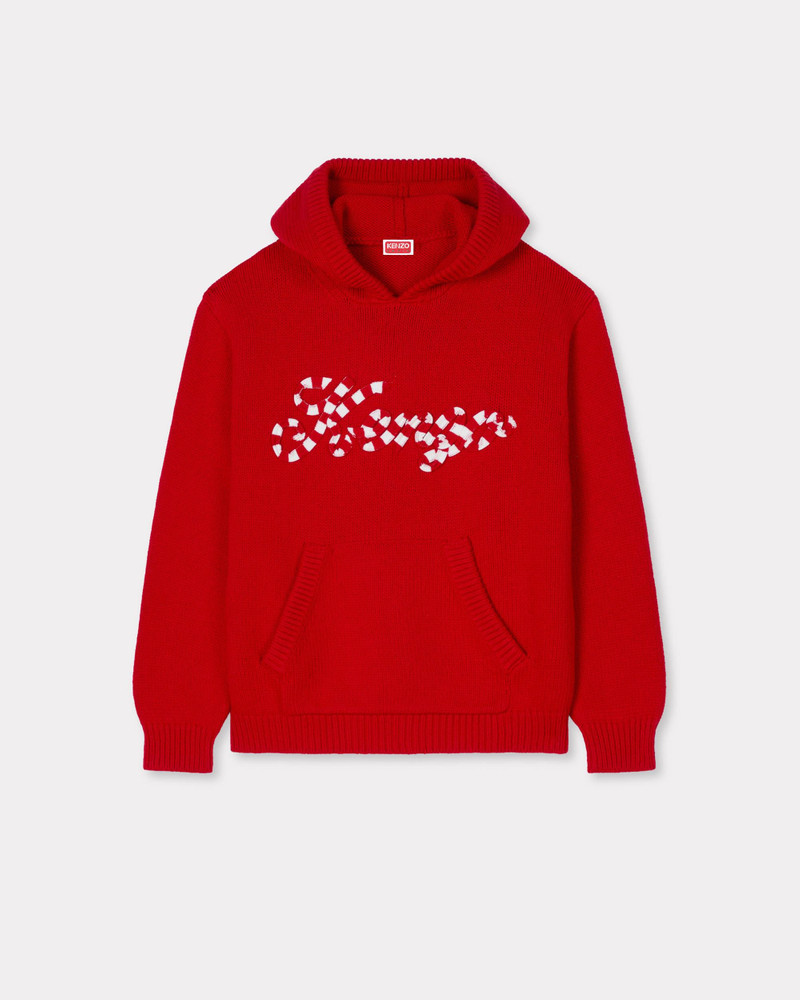 'KENZO Winter Holidays' embroidered hoodie cardigan in cotton and wool 1