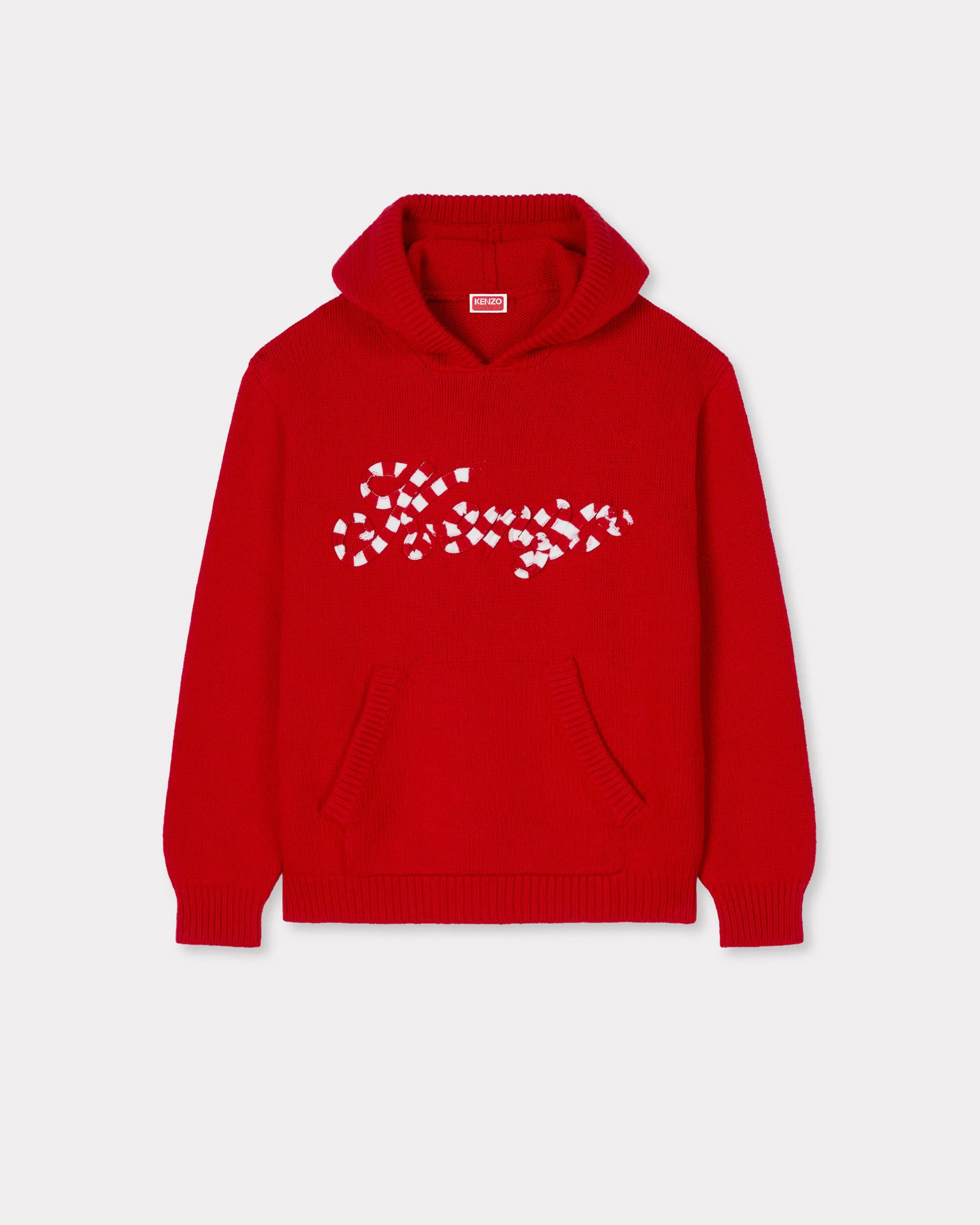 'KENZO Winter Holidays' embroidered hoodie cardigan in cotton and wool - 1