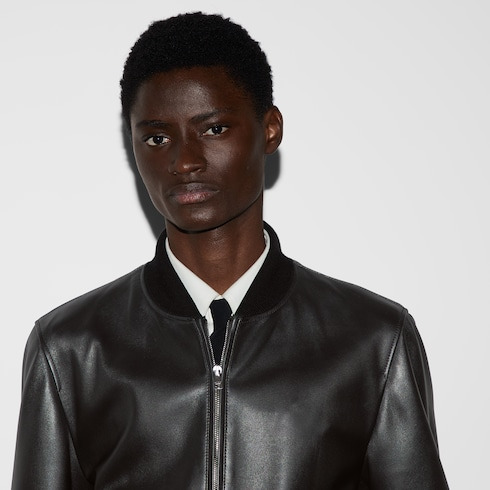 GUCCI Leather bomber jacket with Web | REVERSIBLE