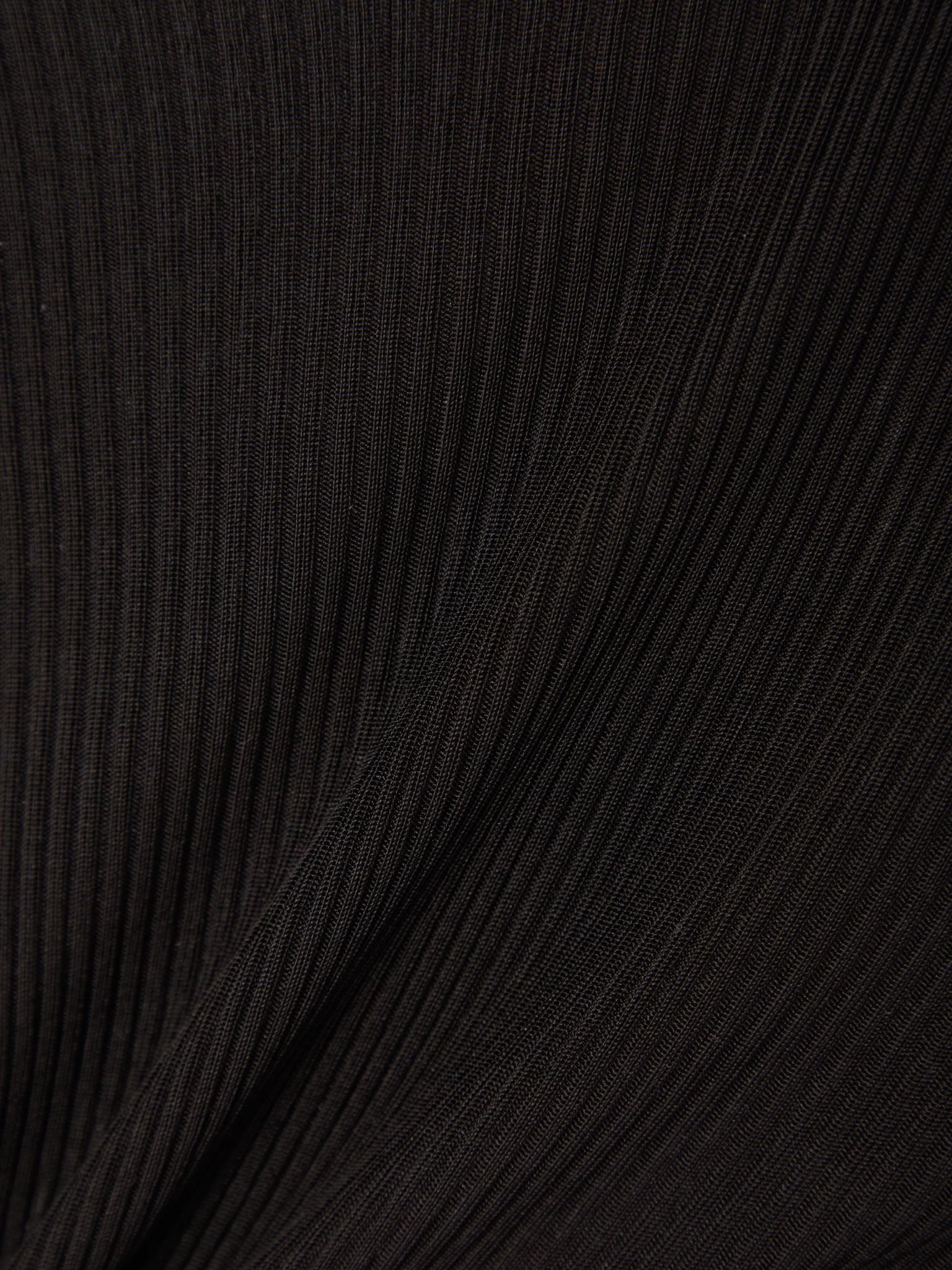 Cropped lace-trimmed ribbed silk top Black - 4