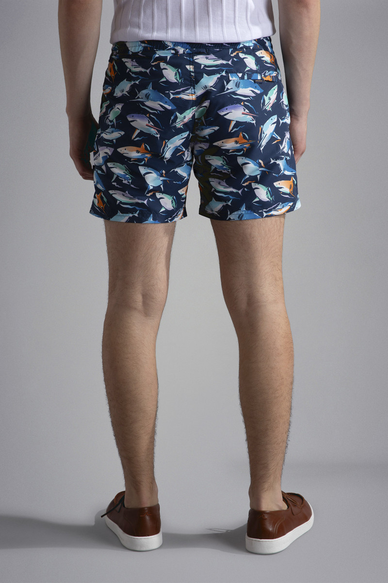 SWIM SHORTS WITH MULTICOLOUR SHARK PRINT 3