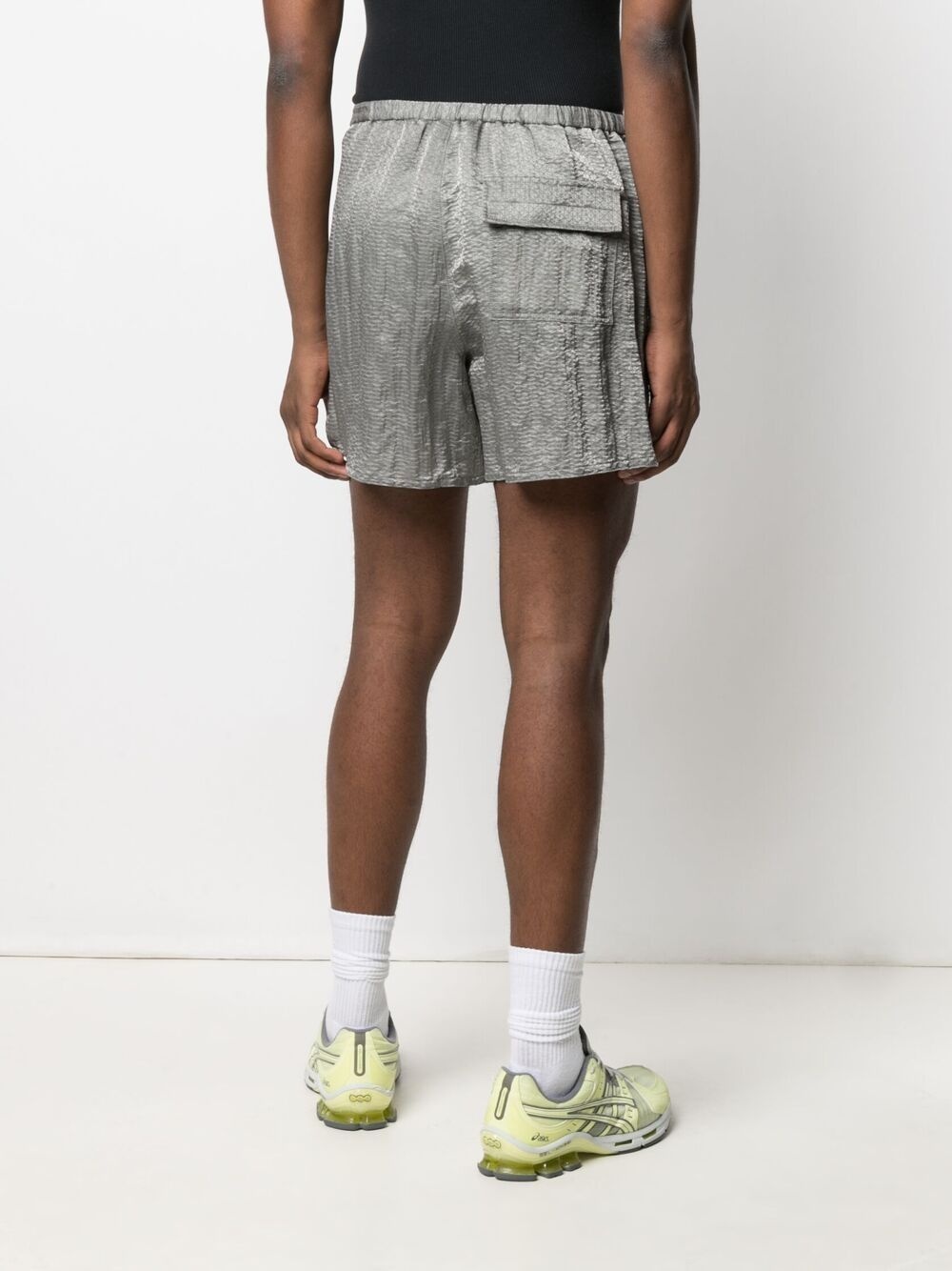 geometric-patterned track shorts - 4