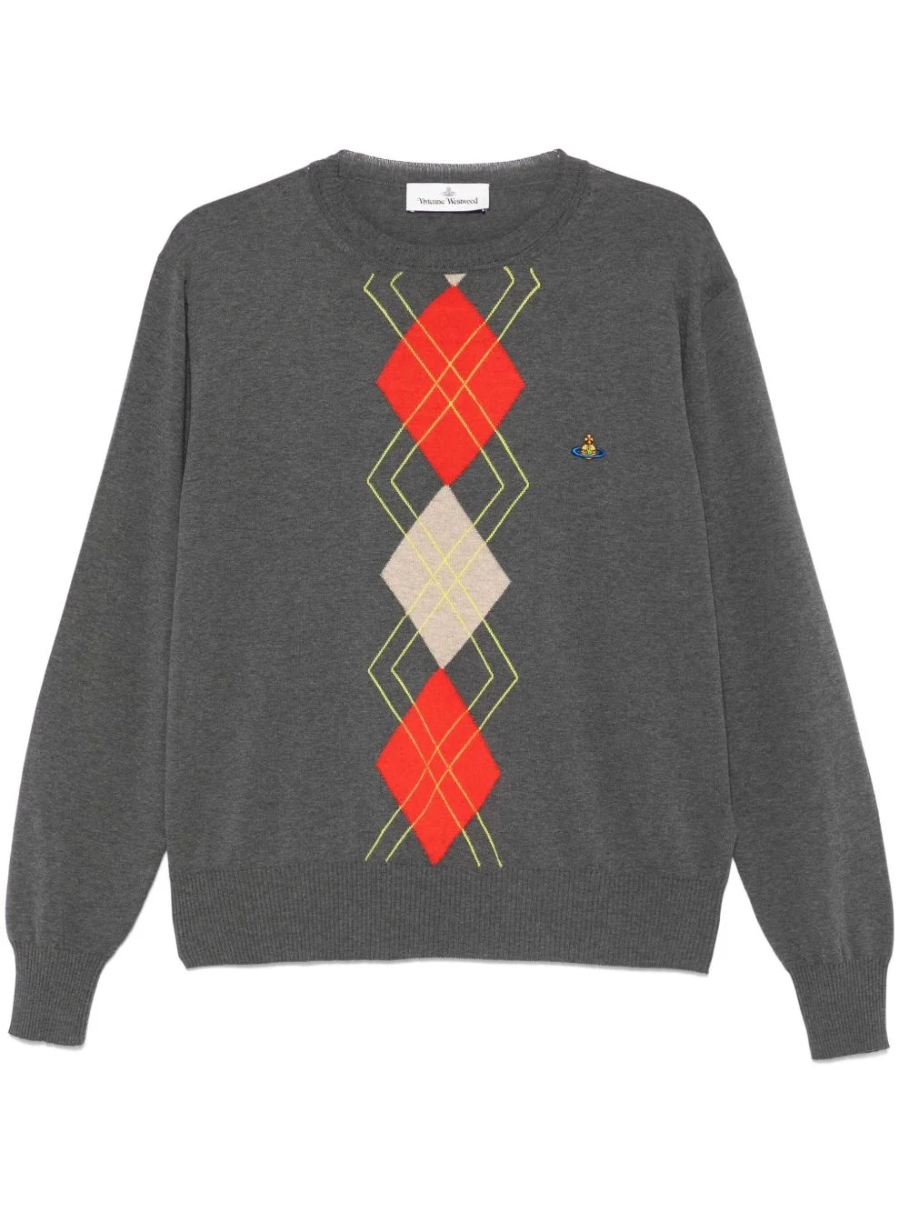 argyle-pattern round-neck sweater - 1