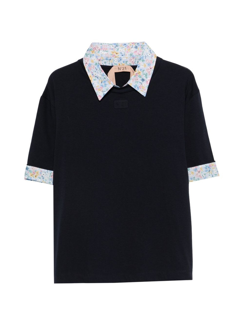 floral-collar T-shirt 1