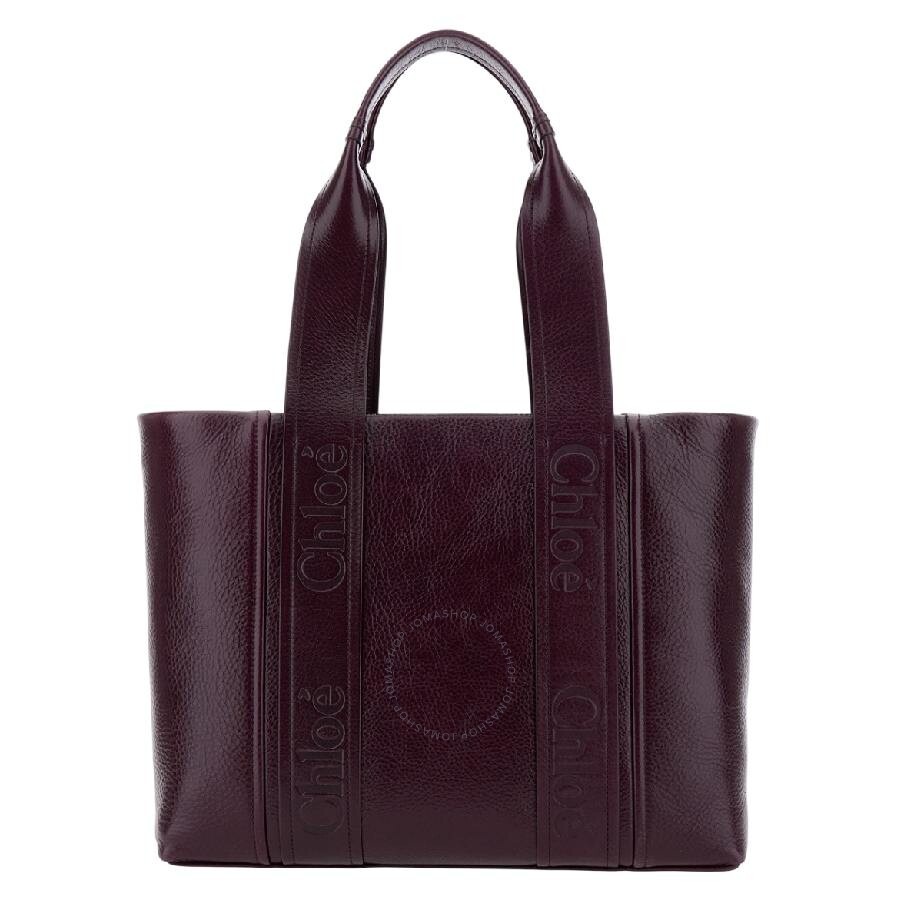 Chloe Woody Debossed Logo Leather Tote Bag - 3