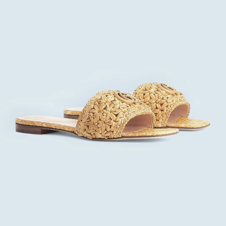 Gucci Double G Rattan Slide Sandals - 2