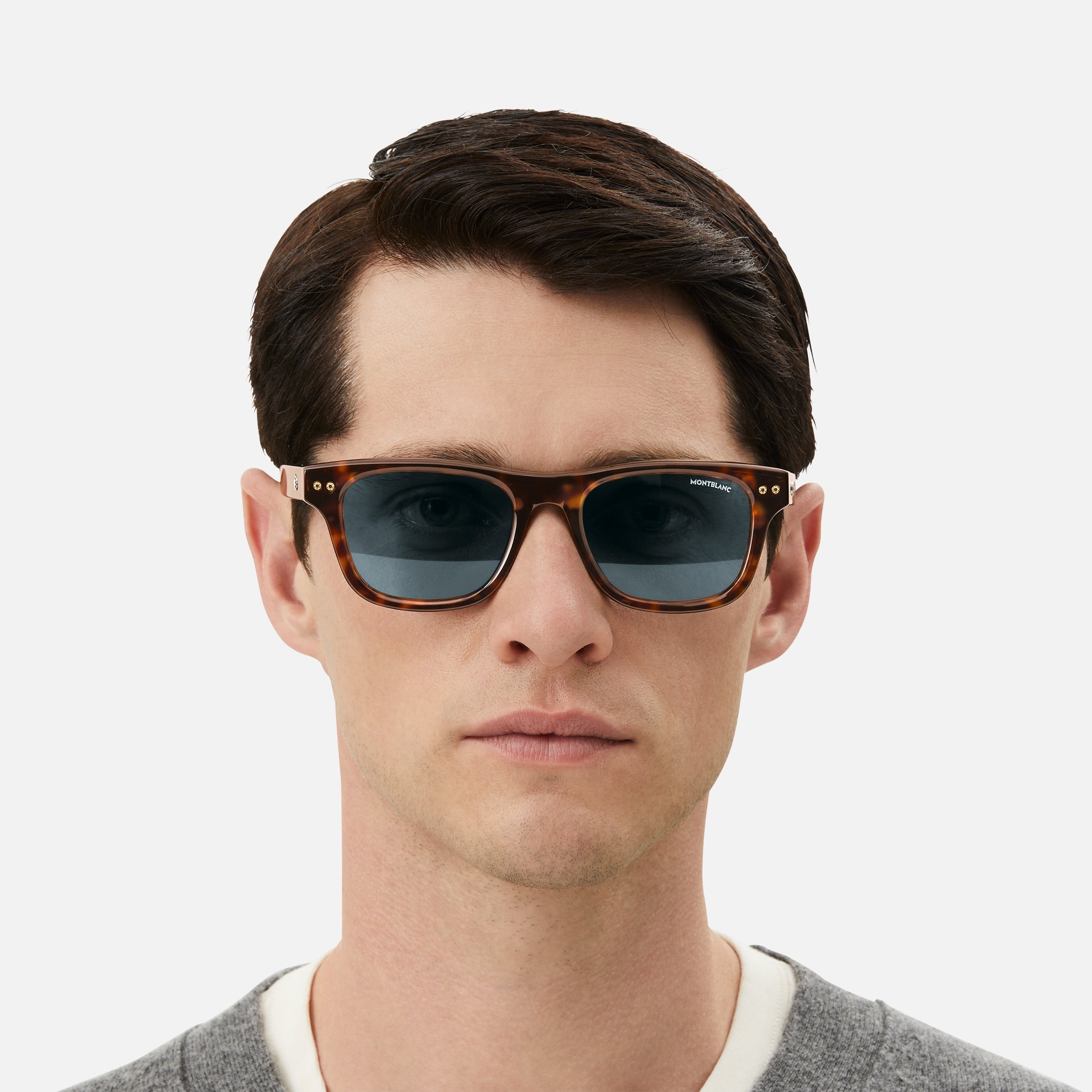 Squared Sunglasses with Havana Colored Acetate Frame - 2