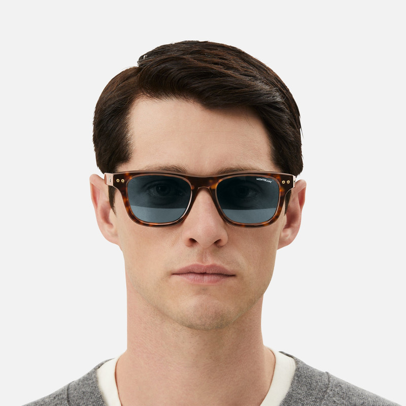 Montblanc Squared Sunglasses with Havana Colored Acetate Frame outlook