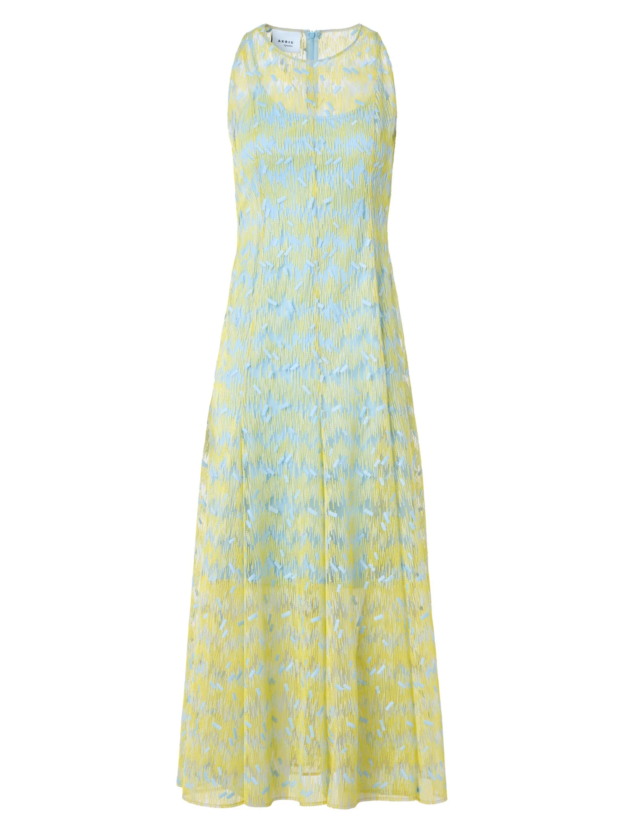 Women's Embroidered Tulle Crewneck Midi-Dress - Lemon Zing Sky Blue - 1