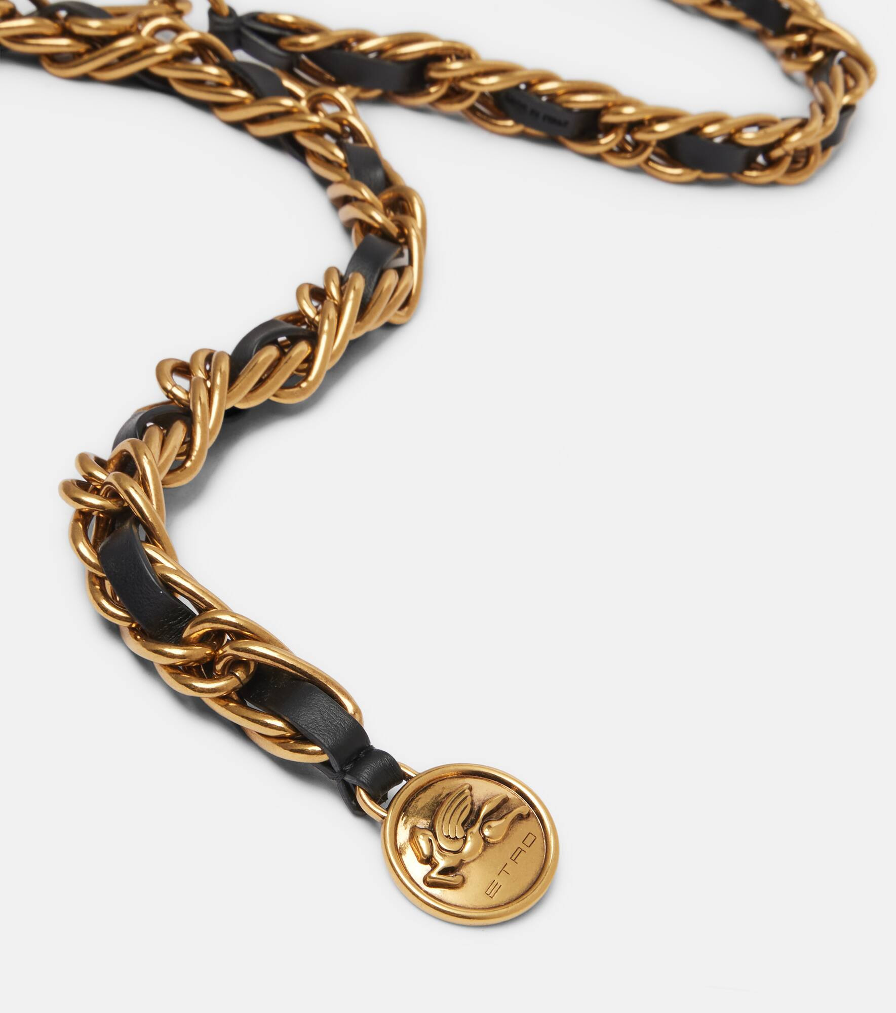 Logo leather chain belt - 3
