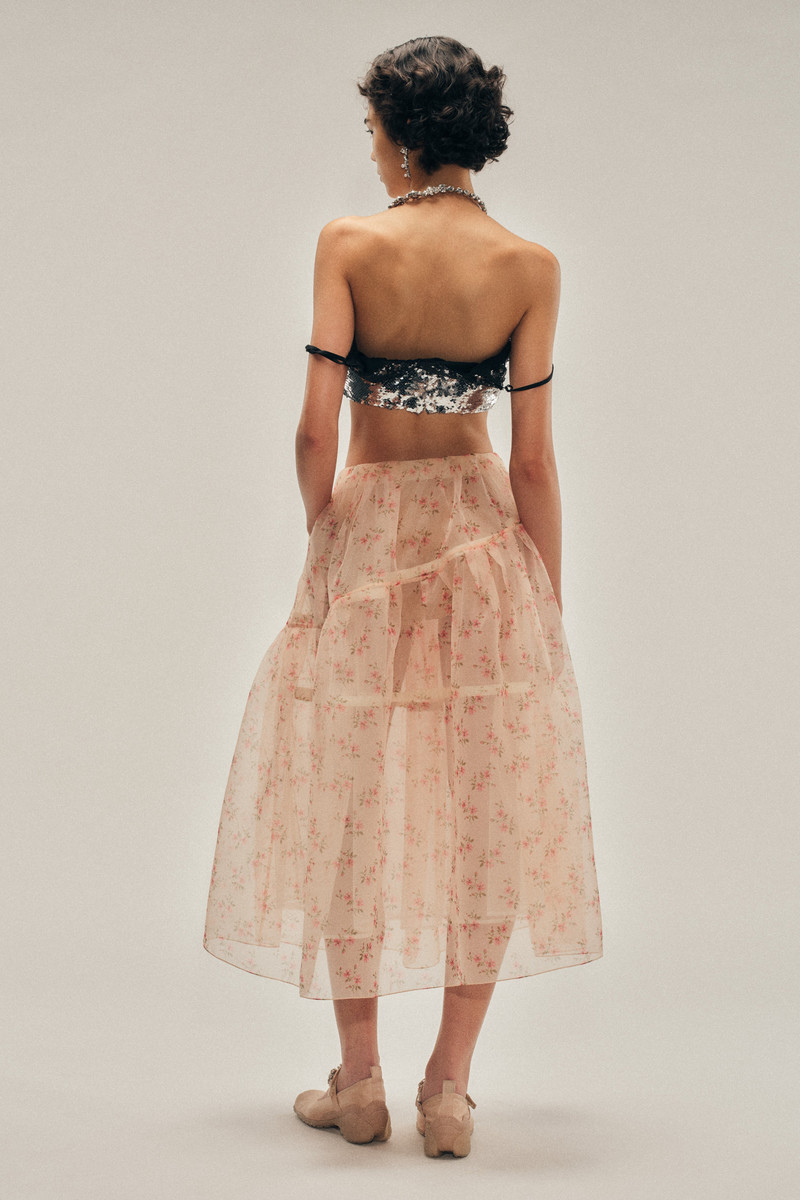 Sheer Overlay Long Flounce Skirt 3
