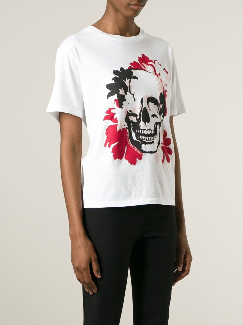 floral skull print T-shirt - 3