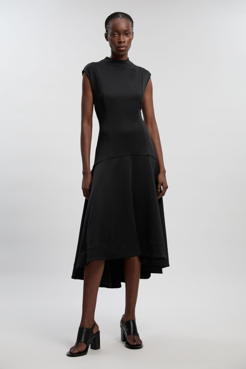 KAREN MILLEN Scuba Dipped Ruffle Hem Woven Maxi Dress outlook