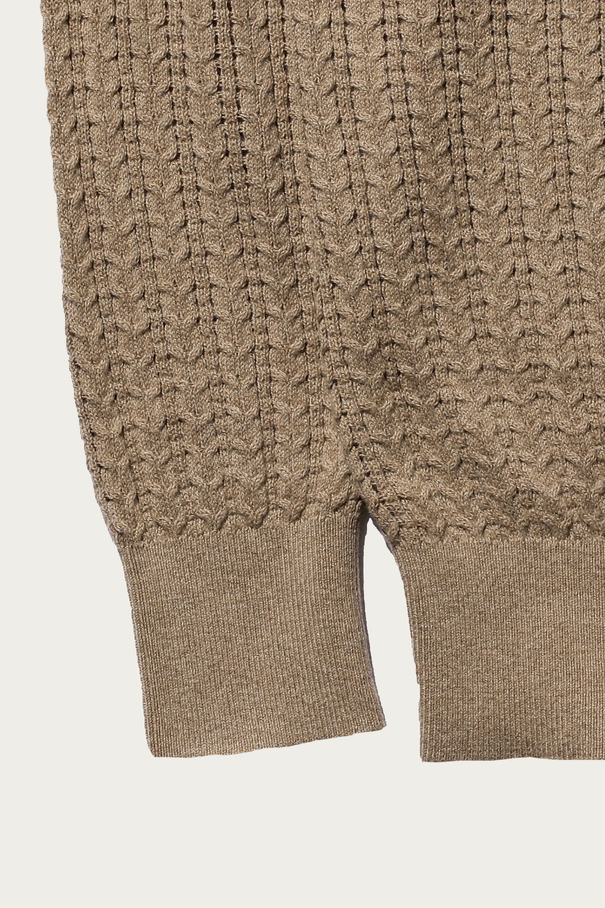 Cable Knit Polo - Beige - 4