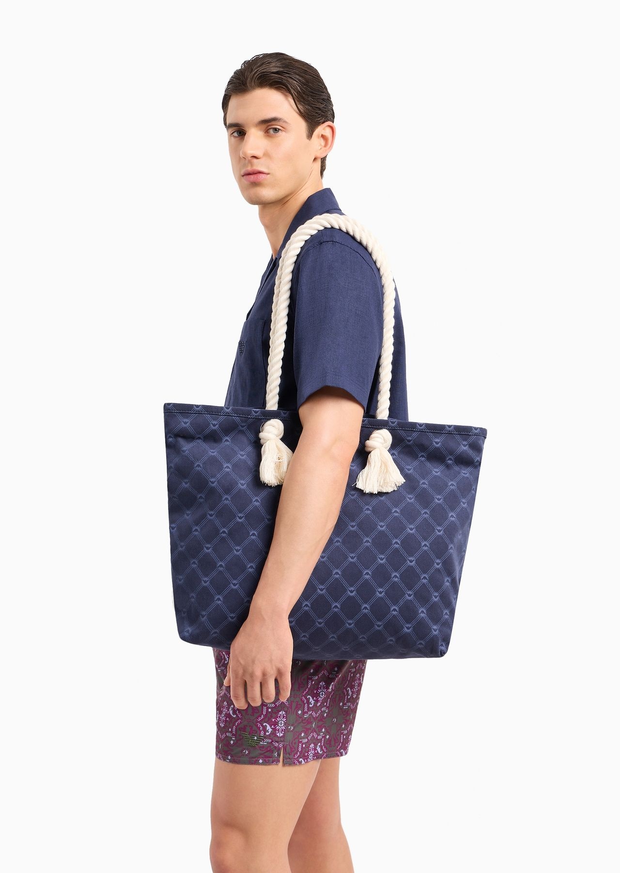 Woven monogram beach bag - 7