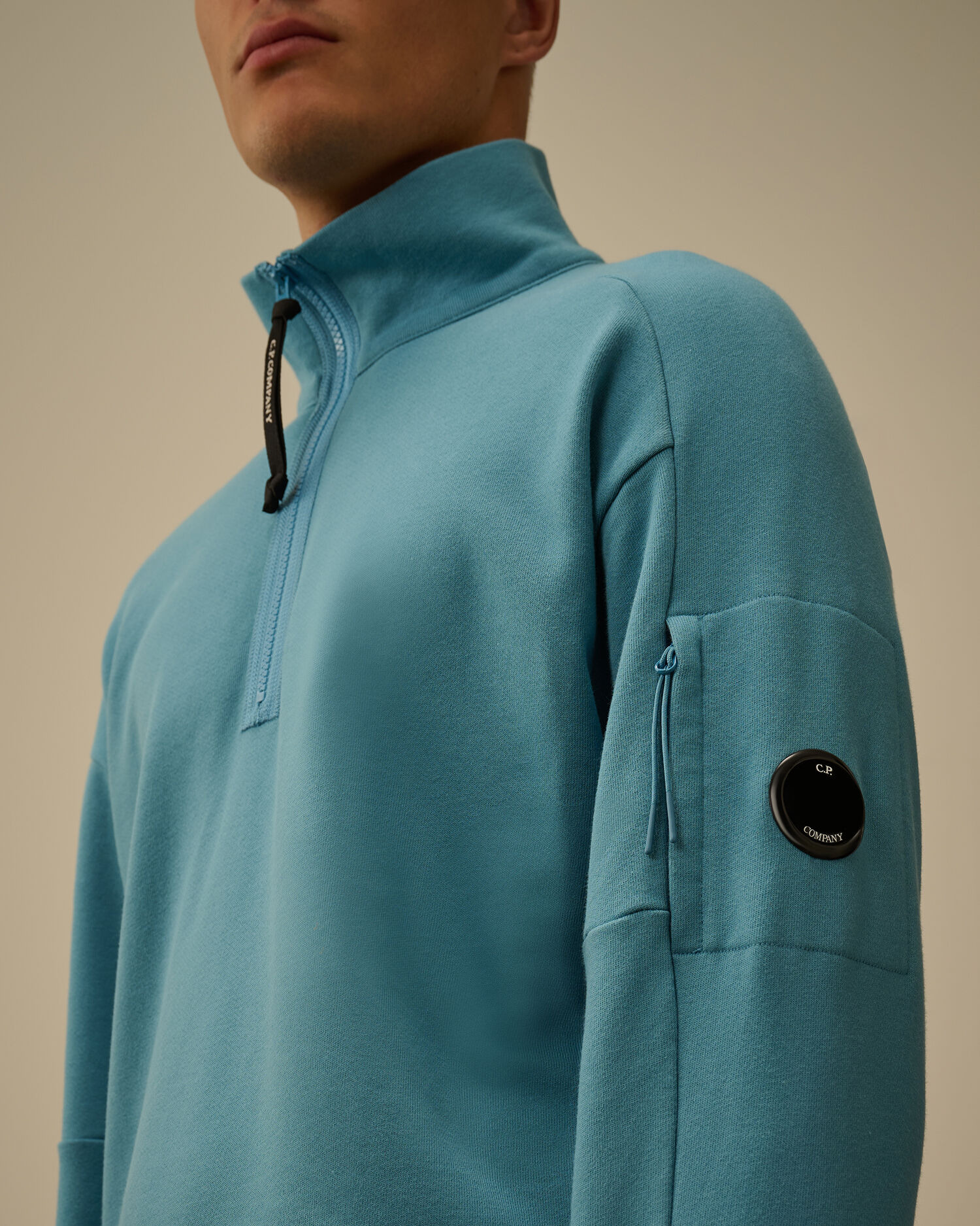 Diagonal Raised Fleece Half Zip Sweatshirt - 5