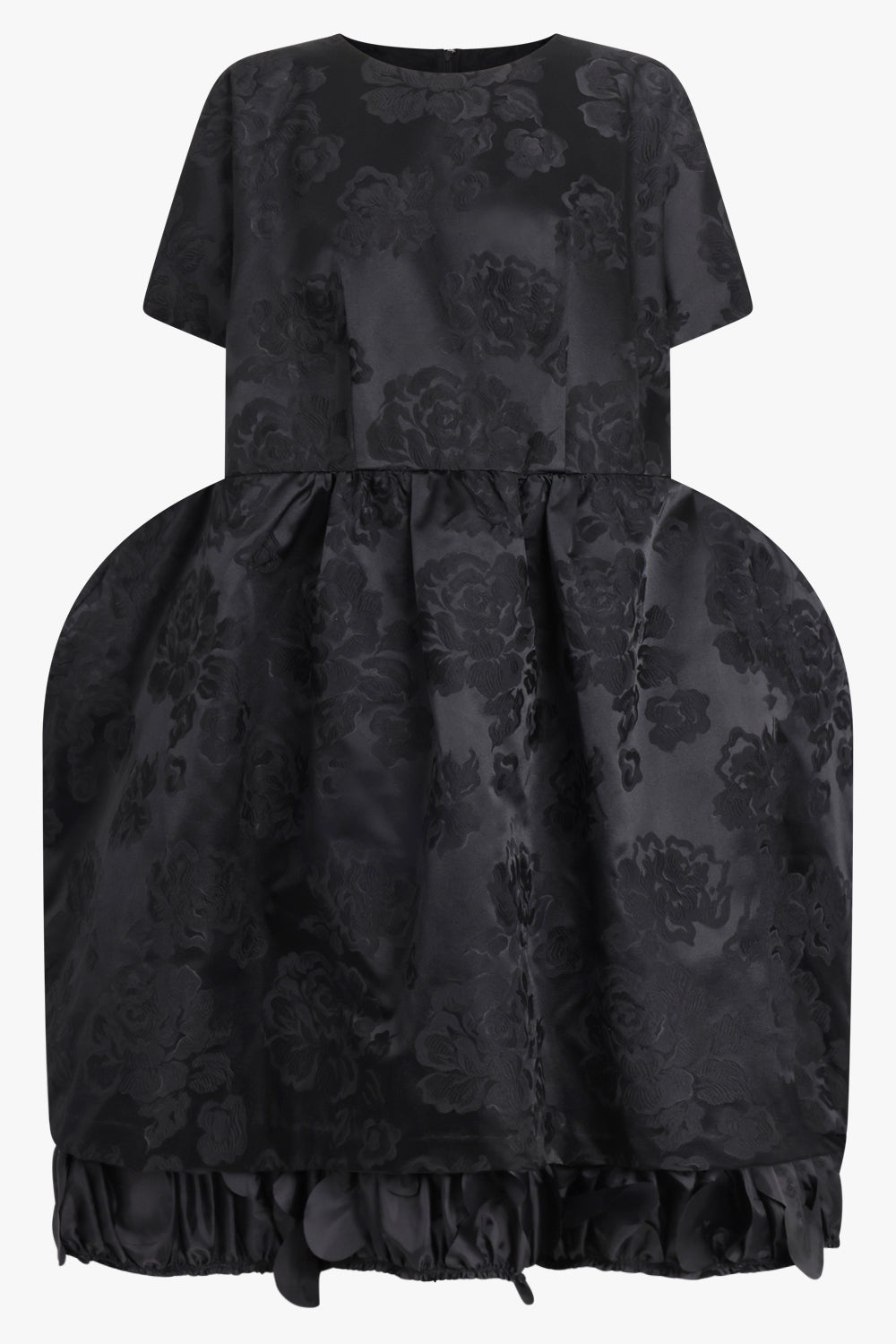 FLORAL PATTERN JACQUARD DRESS | BLACK - 1