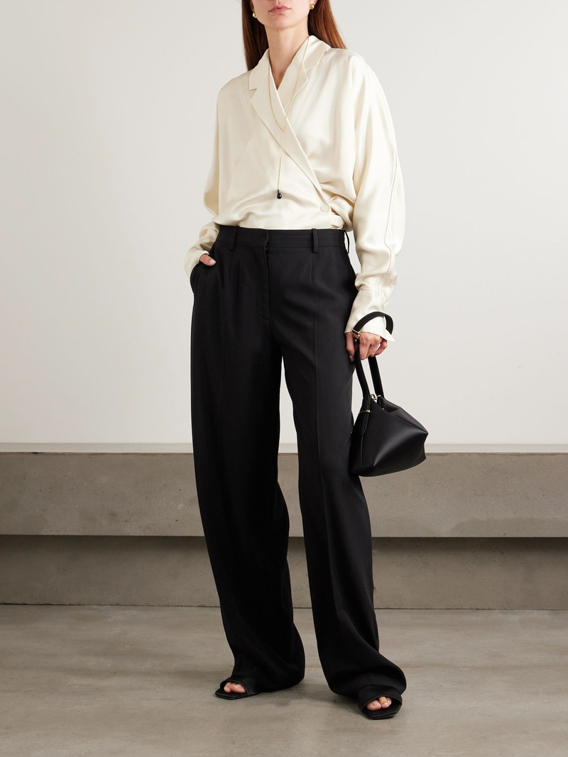 Totême Woven wide-leg pants Black outlook