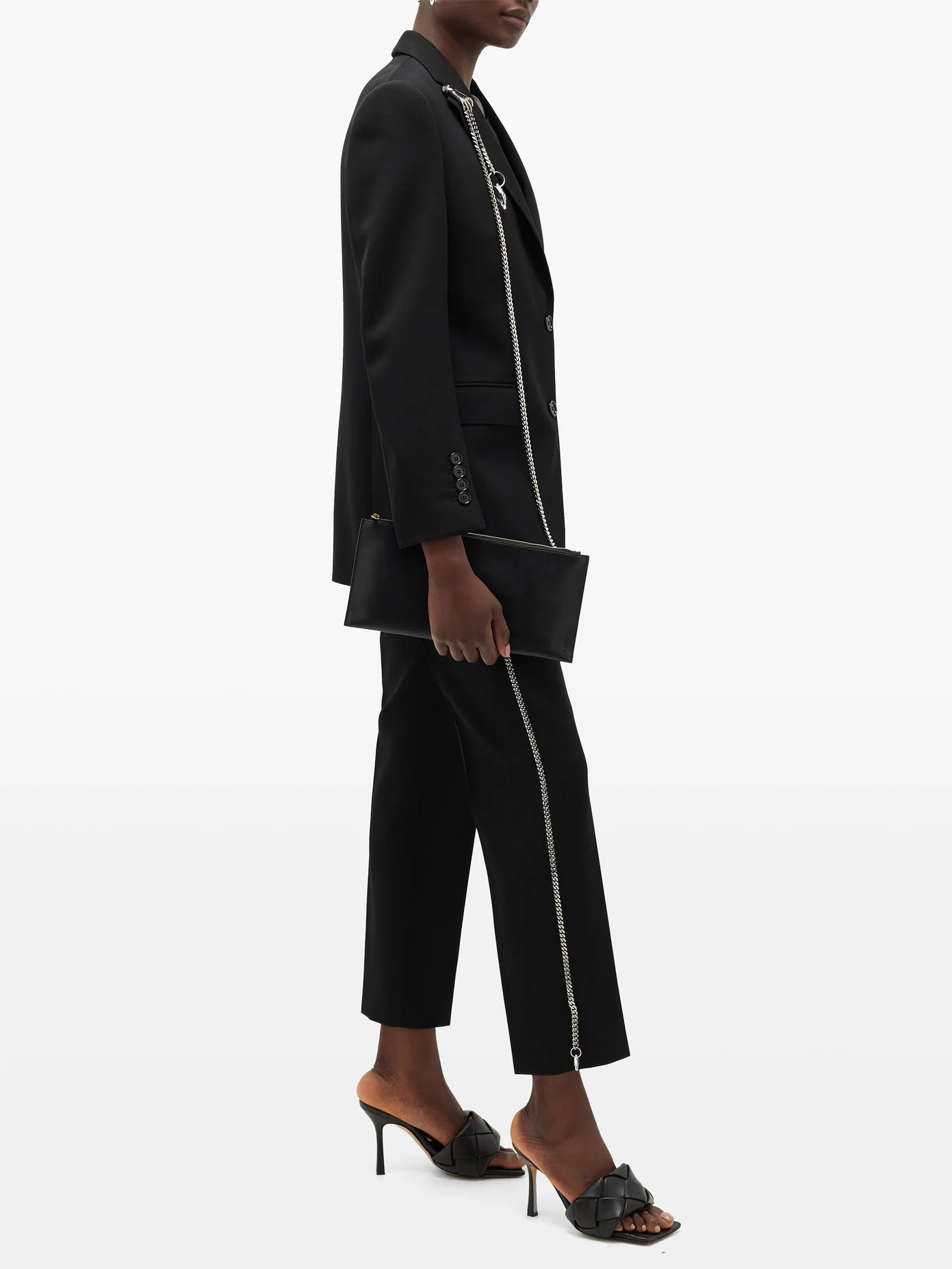 Draped-chain virgin-wool tailored trousers - 2