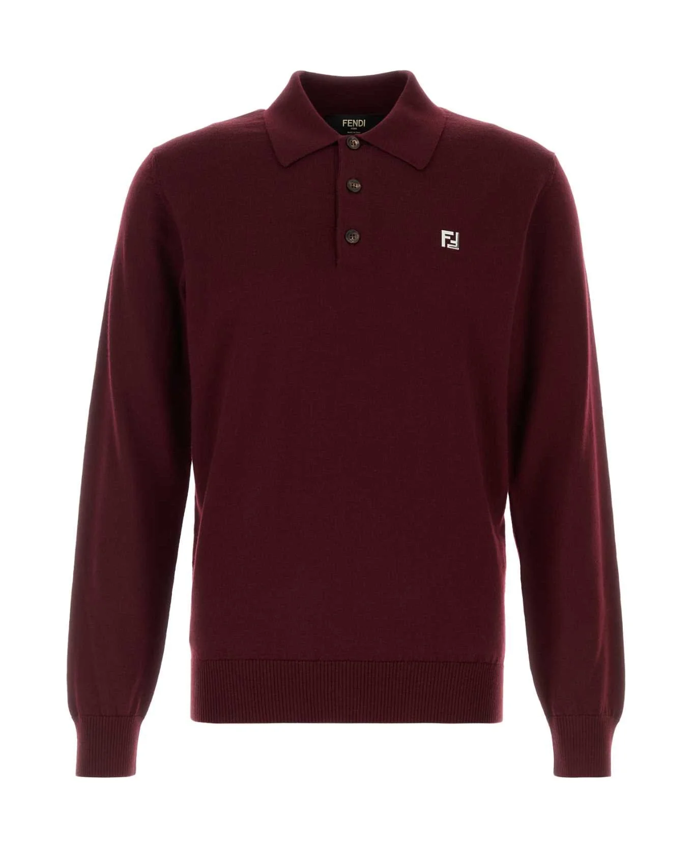 Burgundy Stretch Wool Polo Shirt - 1