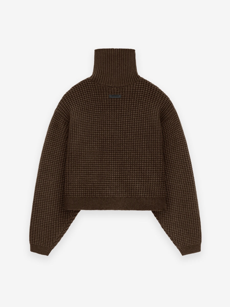 Women's Heavy Waffle Cropped Turtleneck - 2
