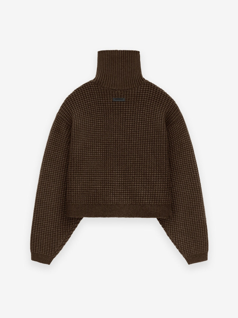 ESSENTIALS Women's Heavy Waffle Cropped Turtleneck outlook