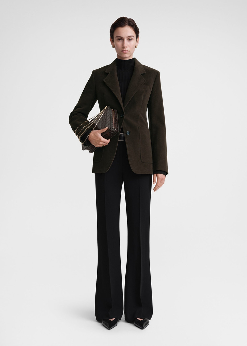 Totême Cinched-waist moleskin blazer espresso outlook