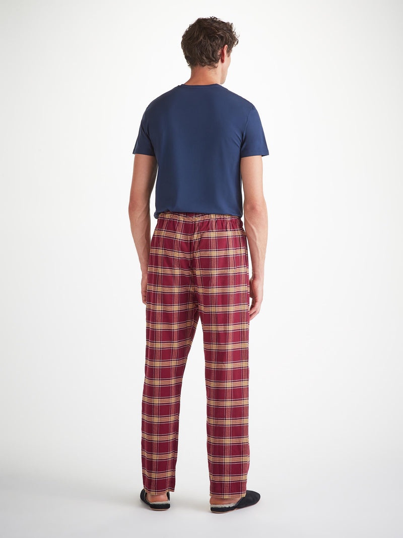 Men's Lounge Pants Kelburn 48 Brushed Cotton Burgundy - 4