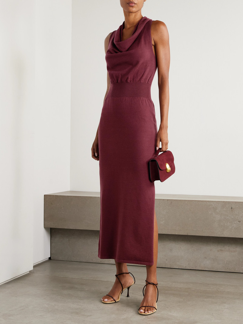 SIMKHAI Ramona Draped Wool-blend Midi Dress outlook