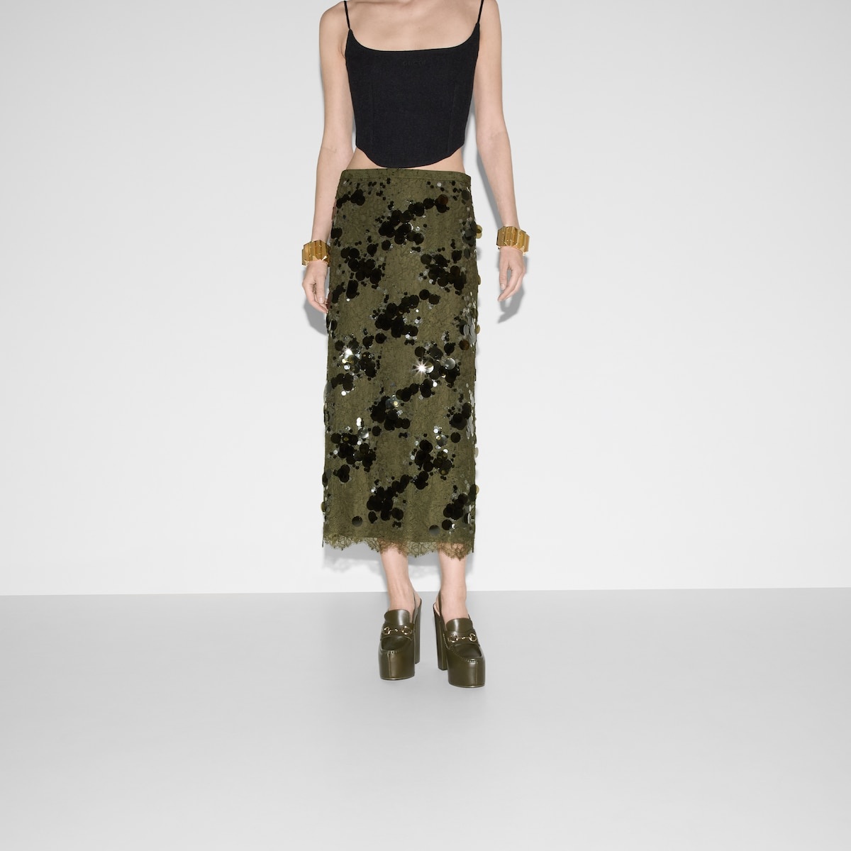 Lace skirt with sequin embroidery - 3