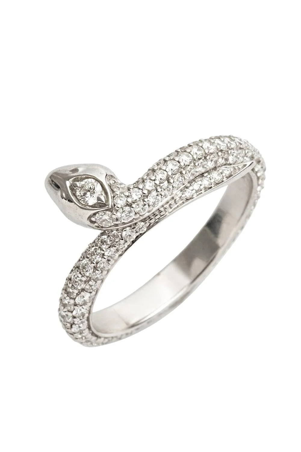 Diamond Snake Bookend Ring - 1