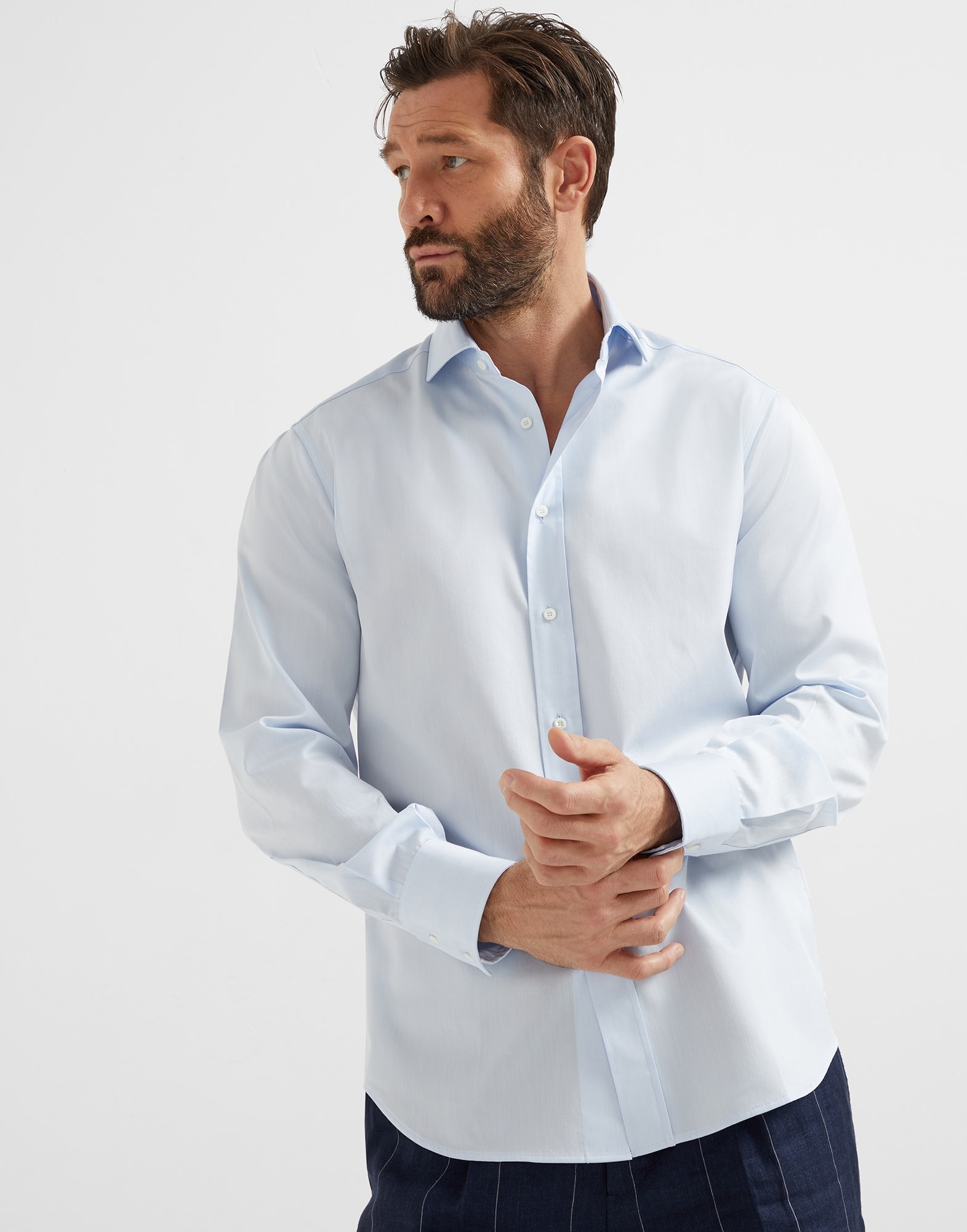 Twill basic fit shirt with spread collar - 1