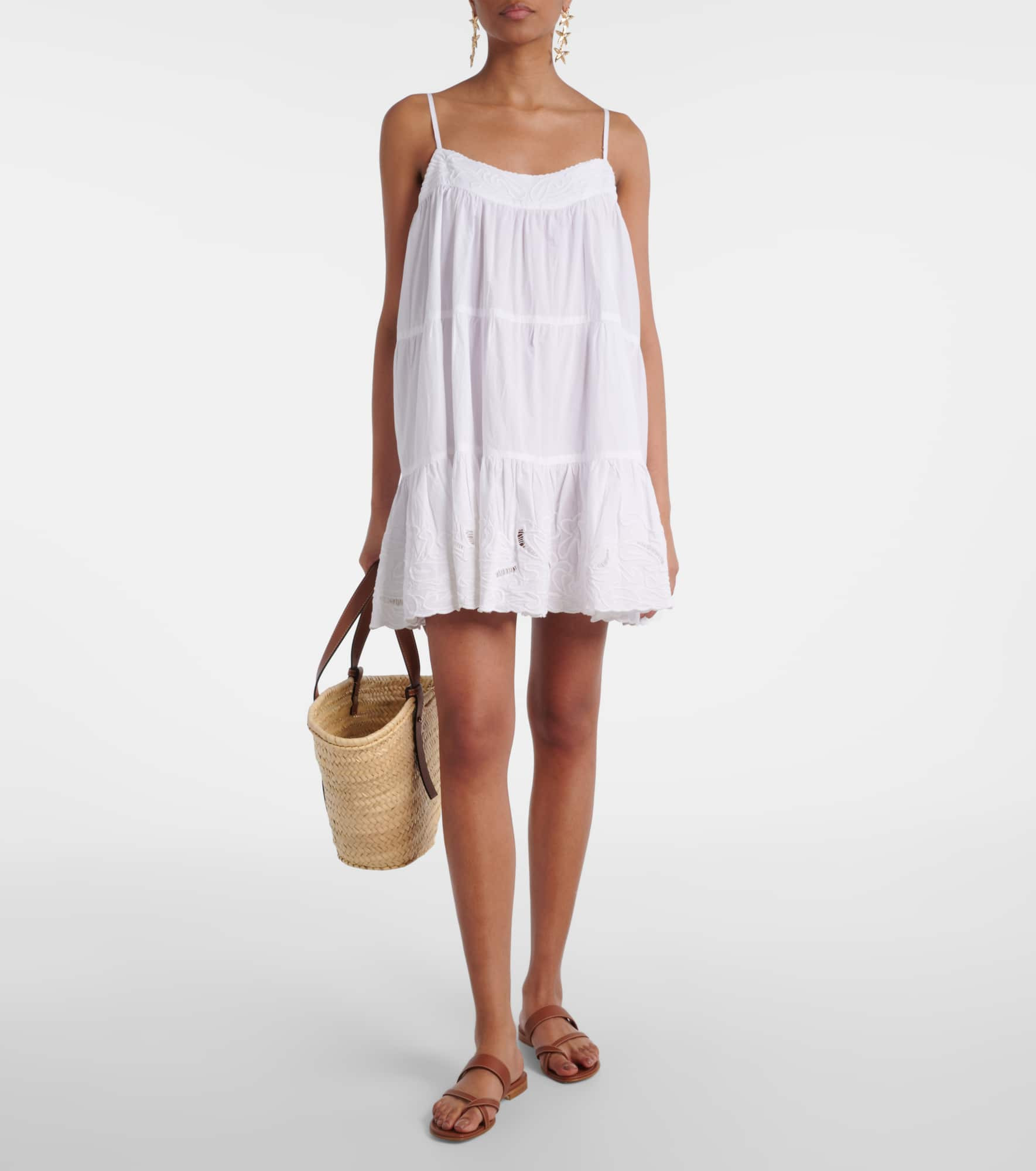 Embroidered cotton poplin slip dress - 2