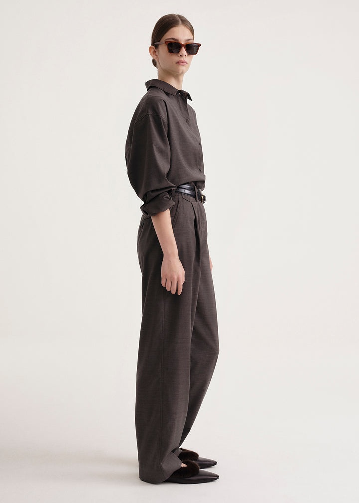 Fluid wool button trousers mole - 3
