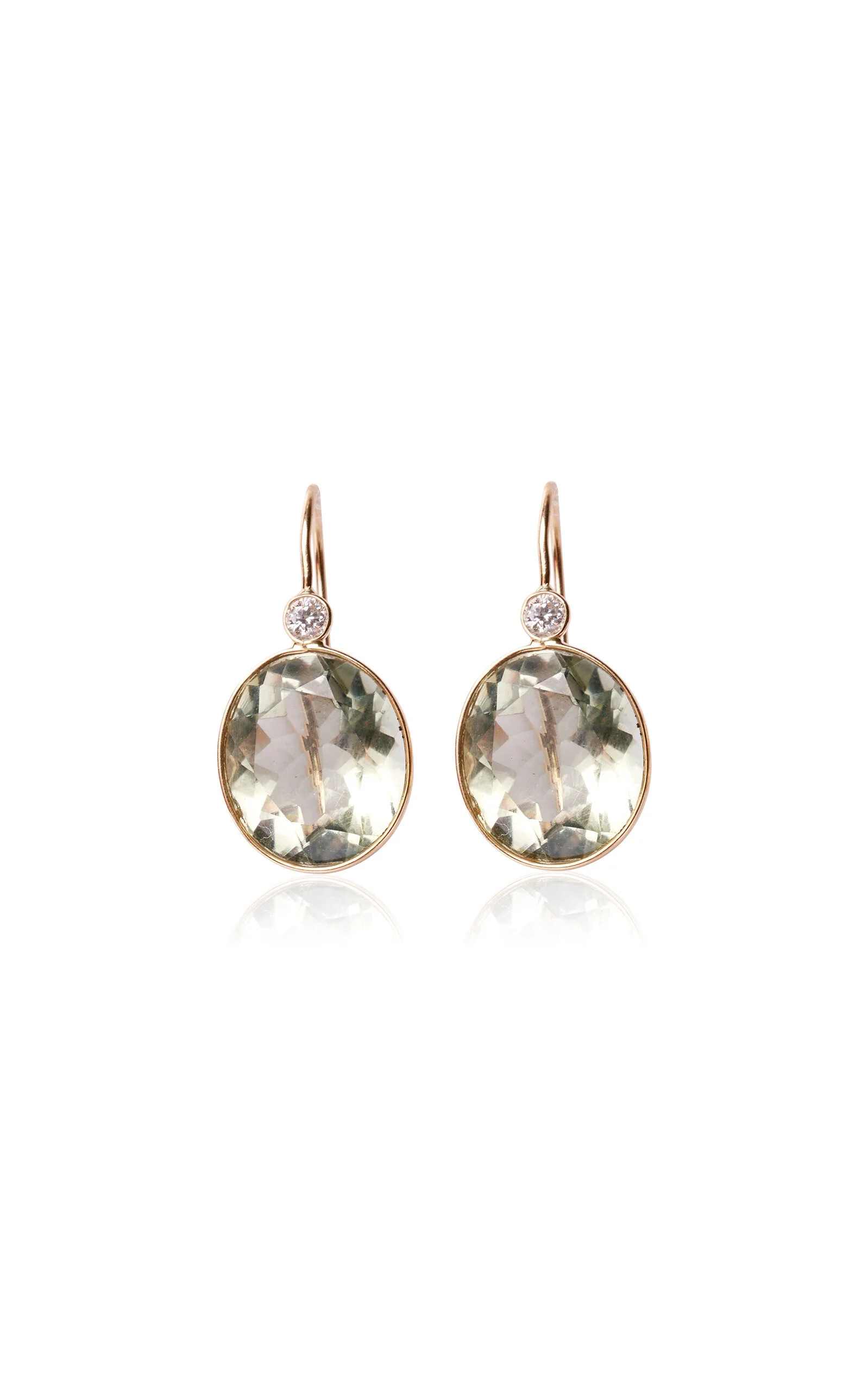 Pool Earrings In Green Amethyst & Diamond green - 1