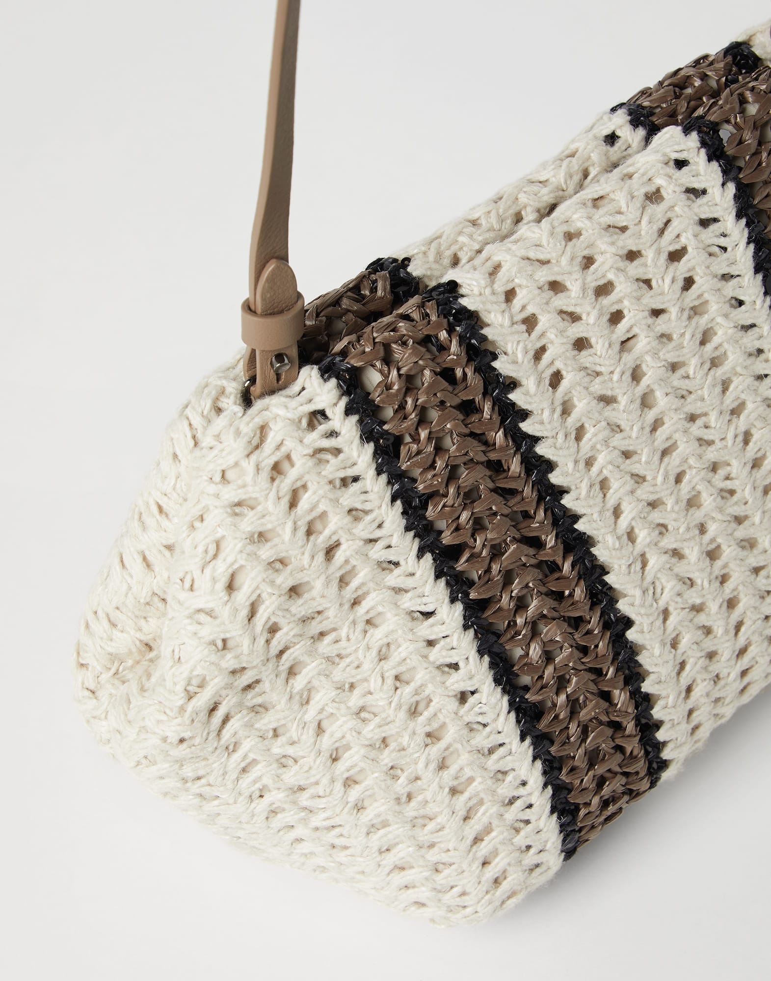 Raffia-effect knit striped bag - 3