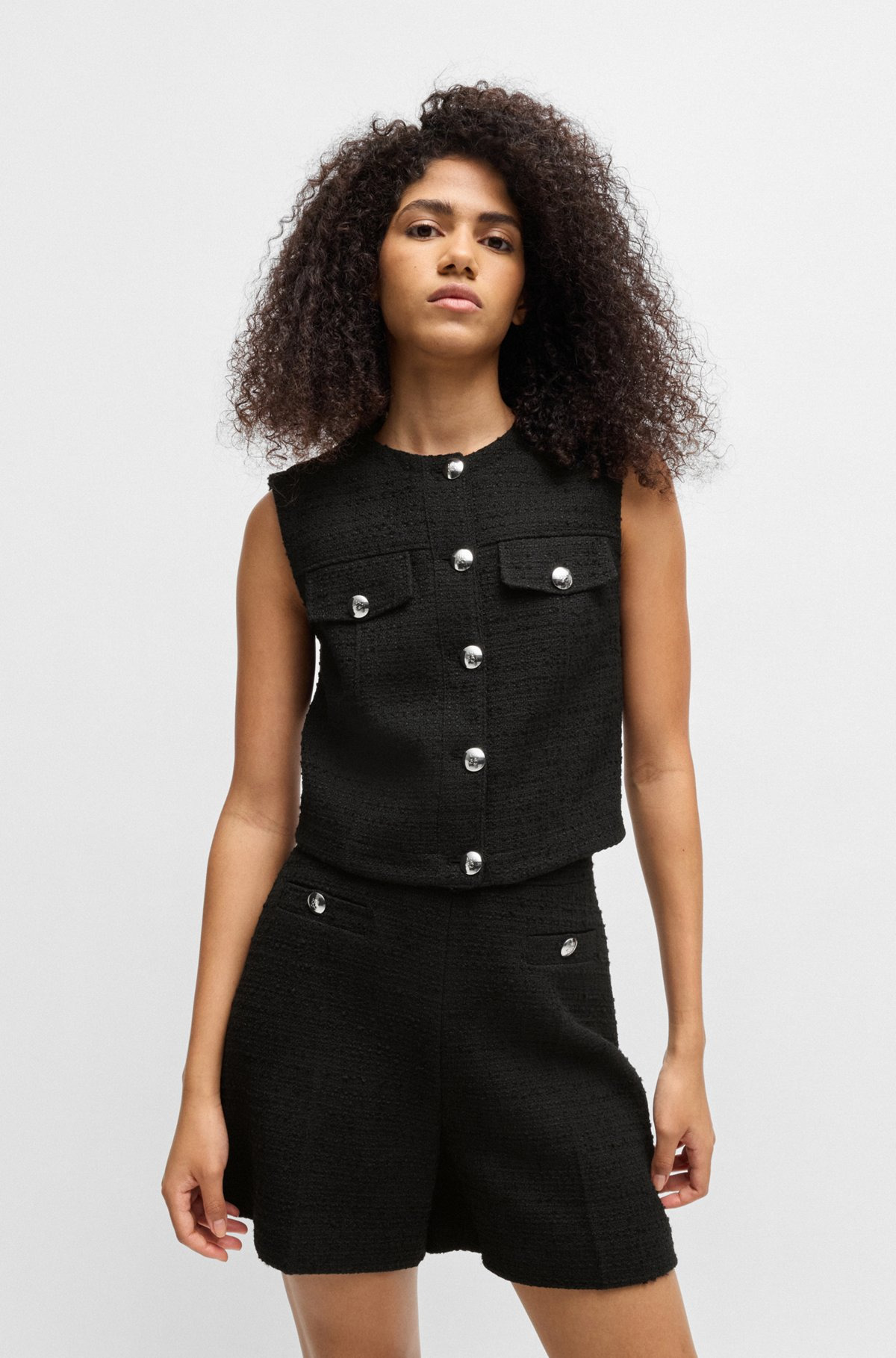 REGULAR-FIT WAISTCOAT IN BOUCLÉ FABRIC - 2