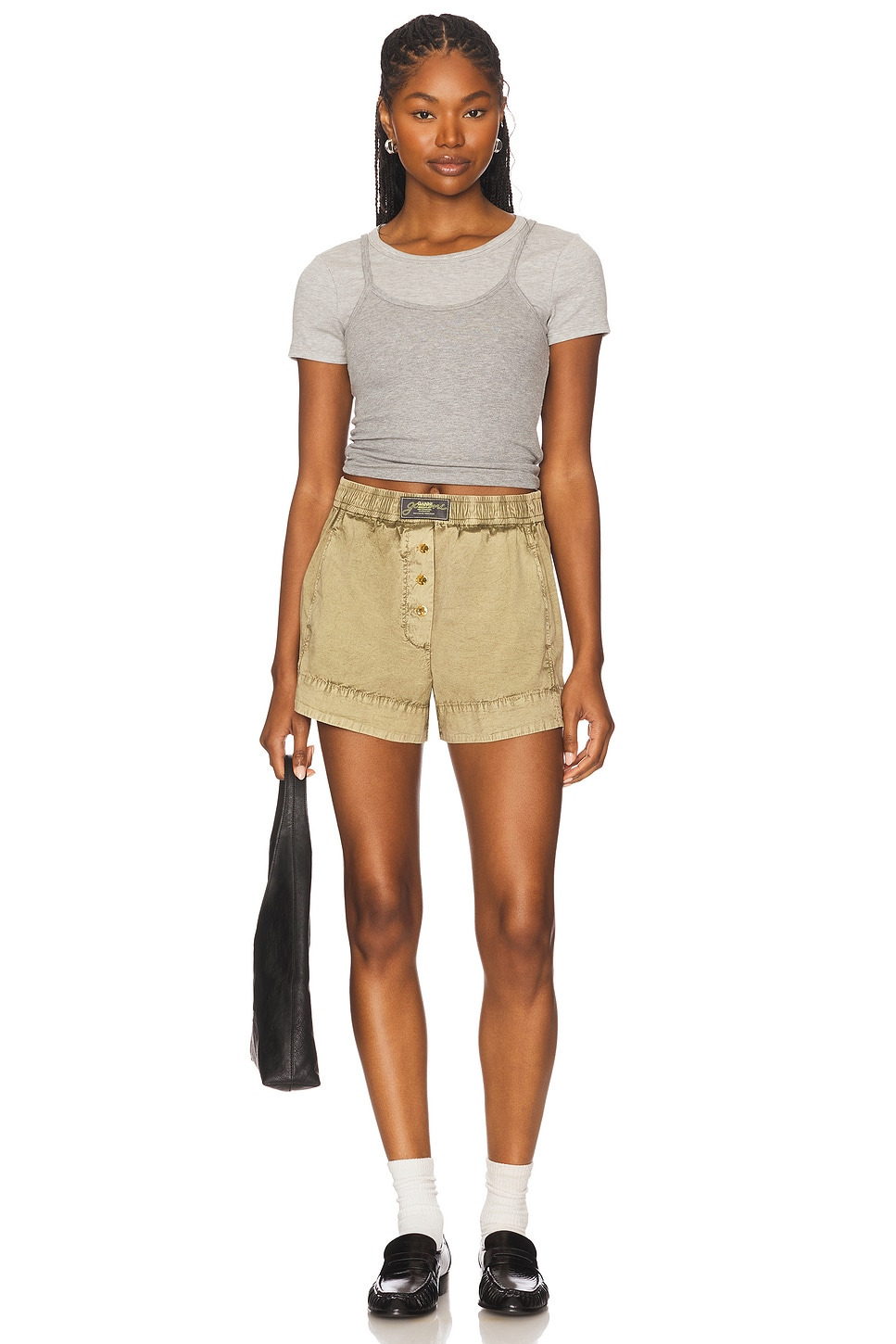 Washed Stretch Cotton Elasticated Shorts - 5