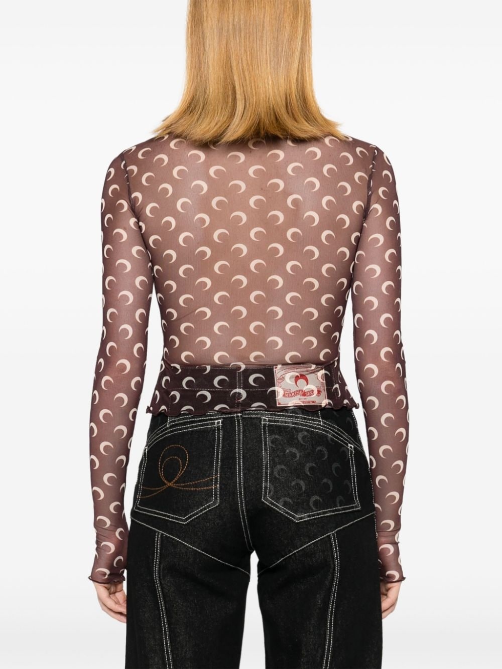 Moon-print mesh crop top - 4
