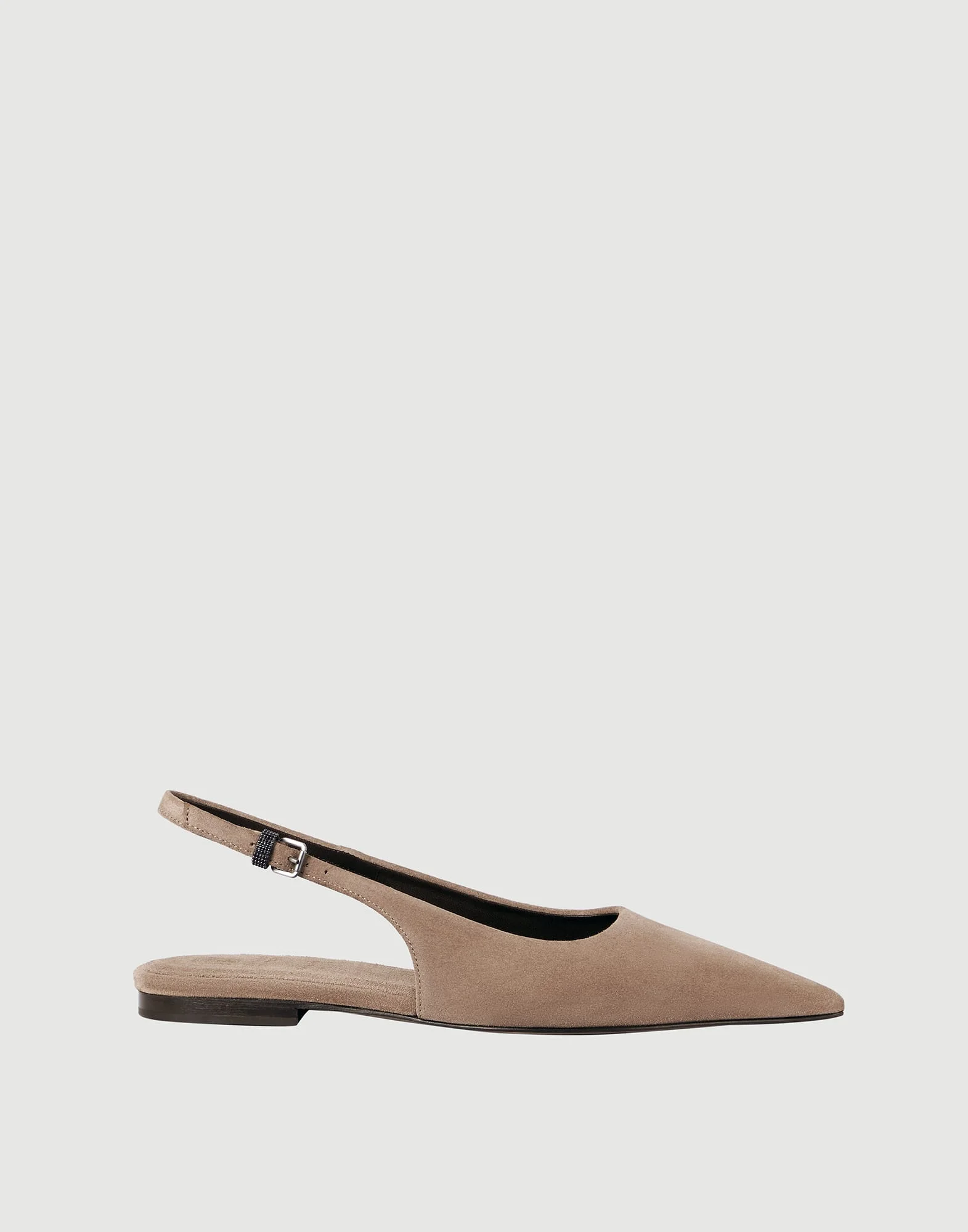 Suede slingback flats with shiny detail - 1