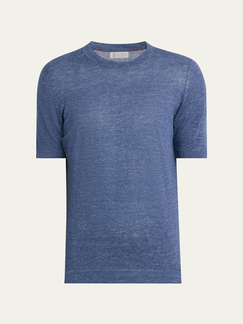 Men's Linen and Cotton Knit Short-Sleeve Sweater 1