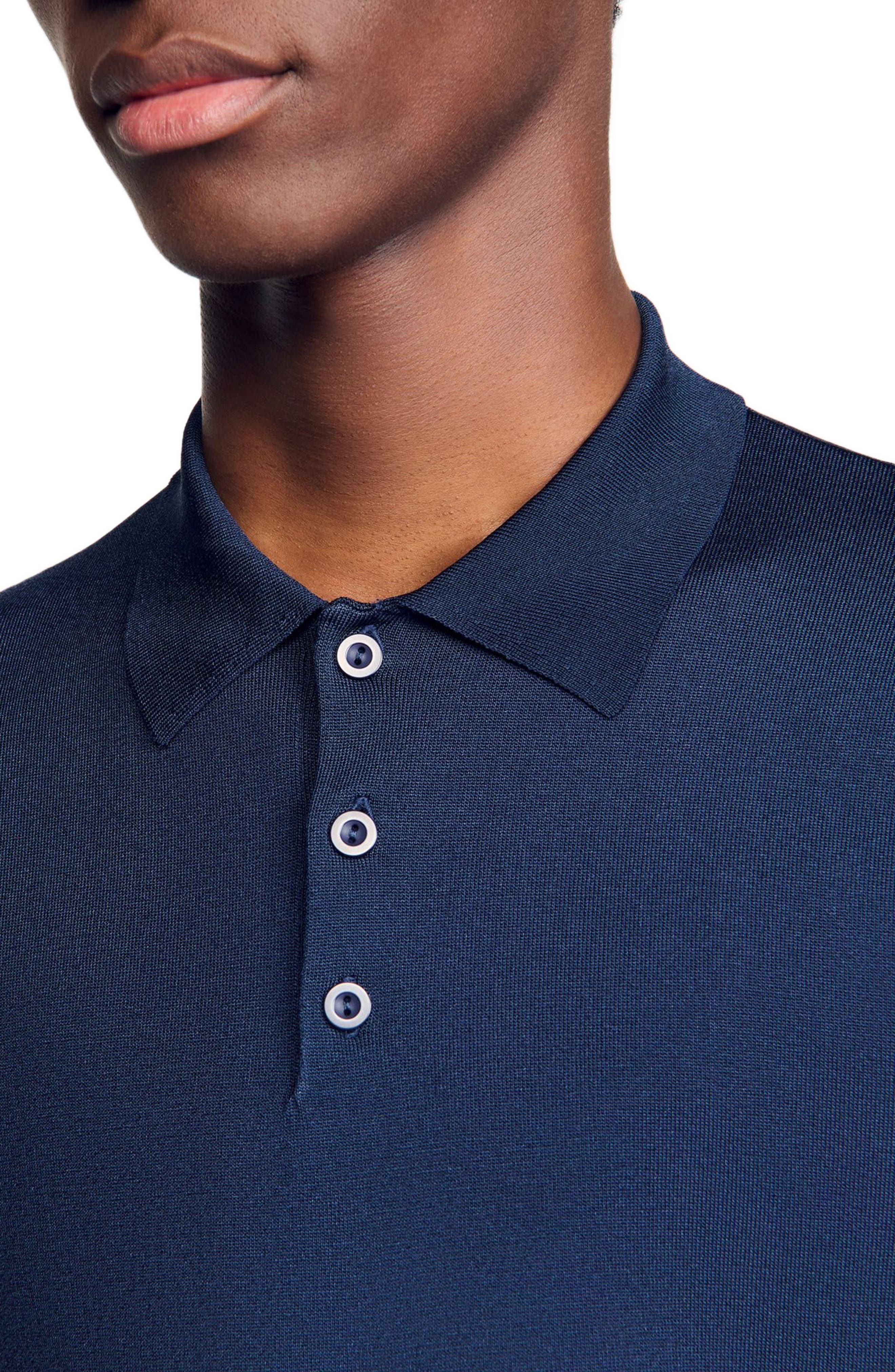 SANDRO Ribbed polo shirt in Royal Blue at Nordstrom - 3