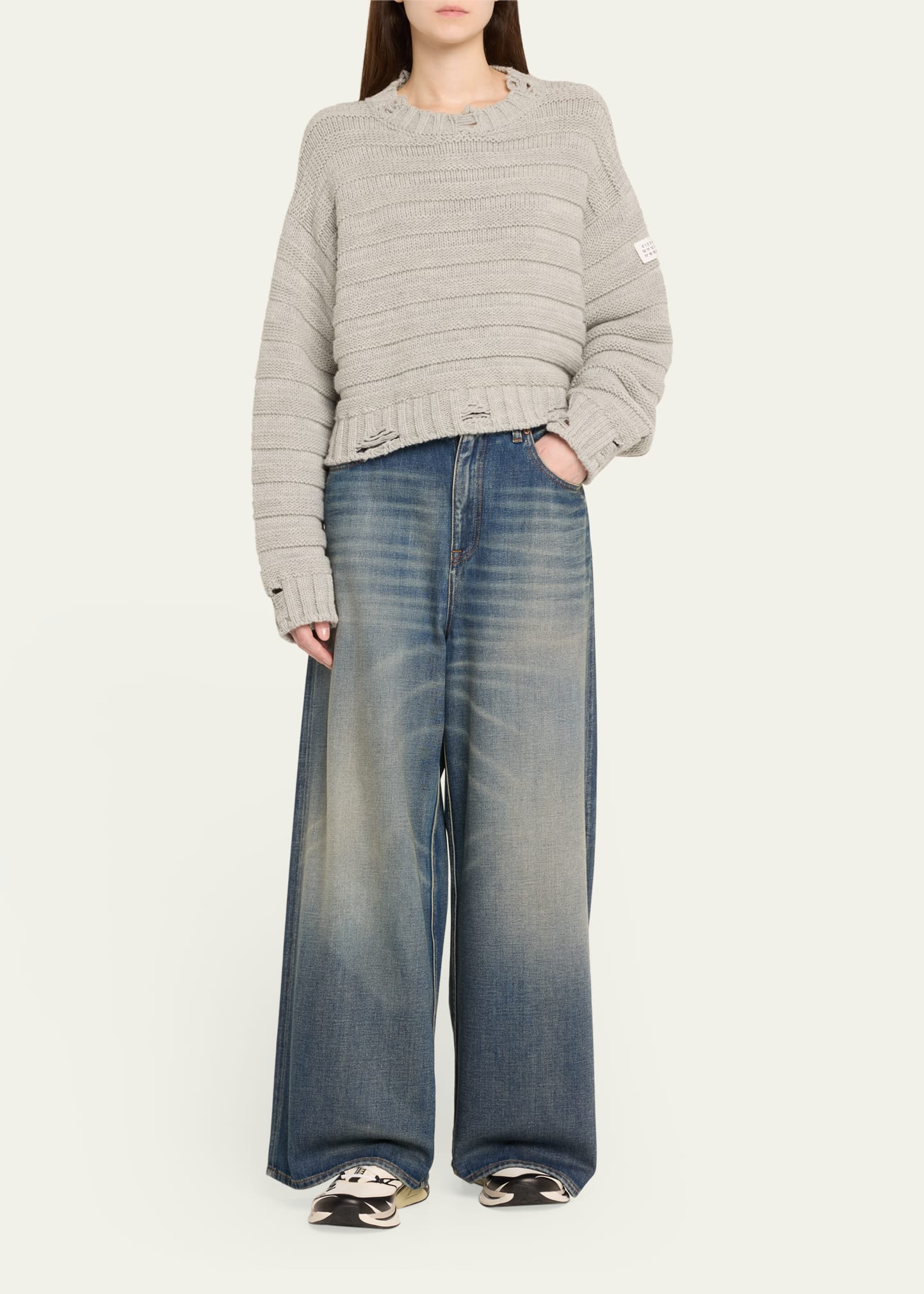 Distressed Crewneck Sweater - 2