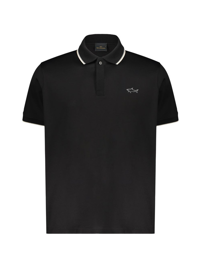 logo-embroidered tipped-trim polo shirt 1