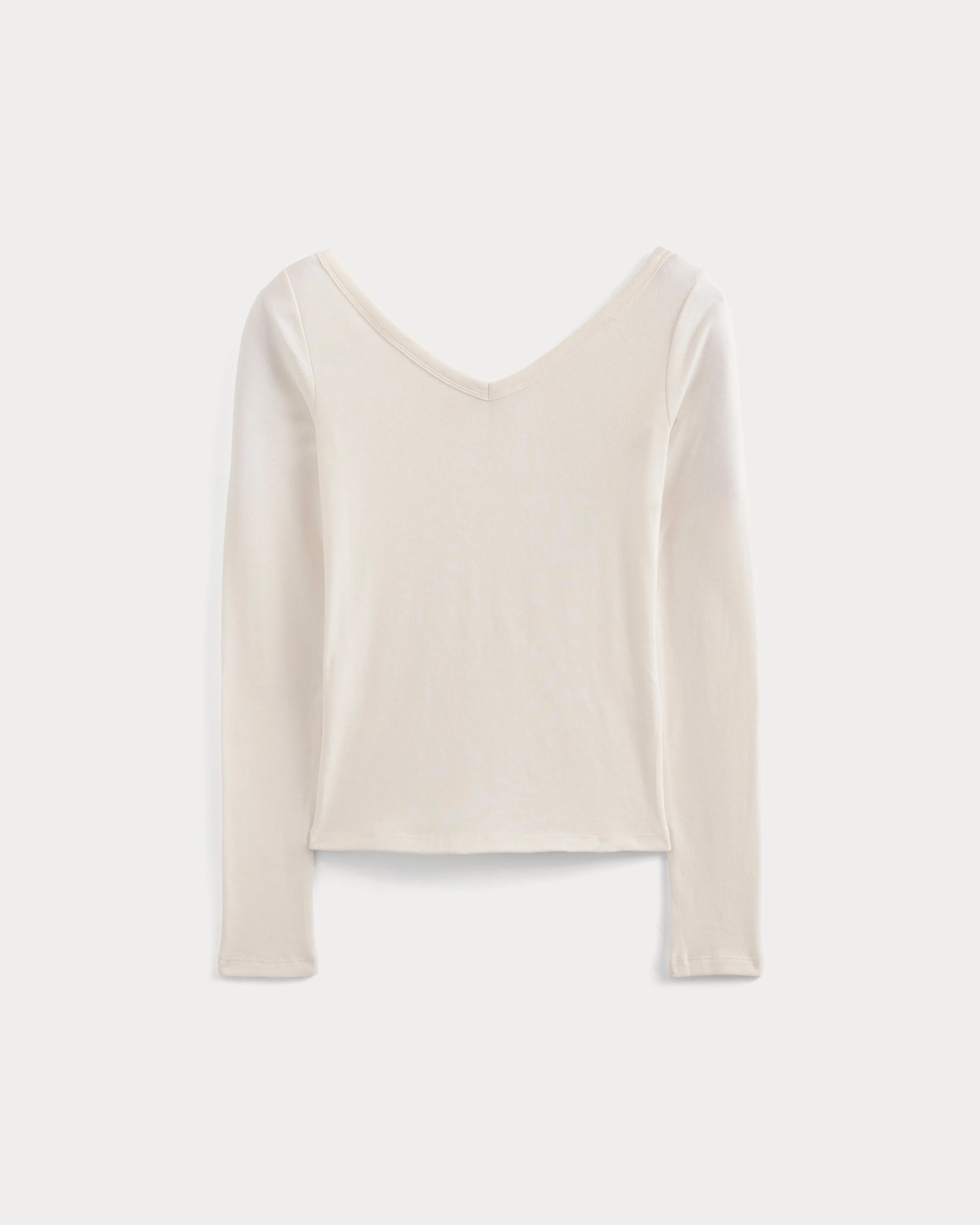 RETROSOFT COTTON WIDE V-NECK TOP - 1