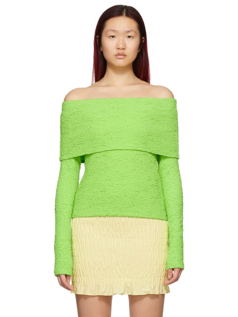 Green Crinkle Long Sleeve Top - 1